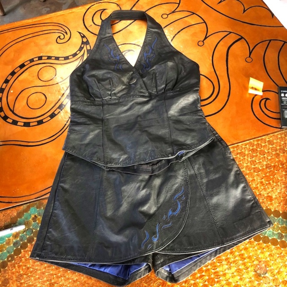 Harley Davidson Leather Halter & Skort - sz 6
